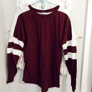 Pink long sleeve maroon top